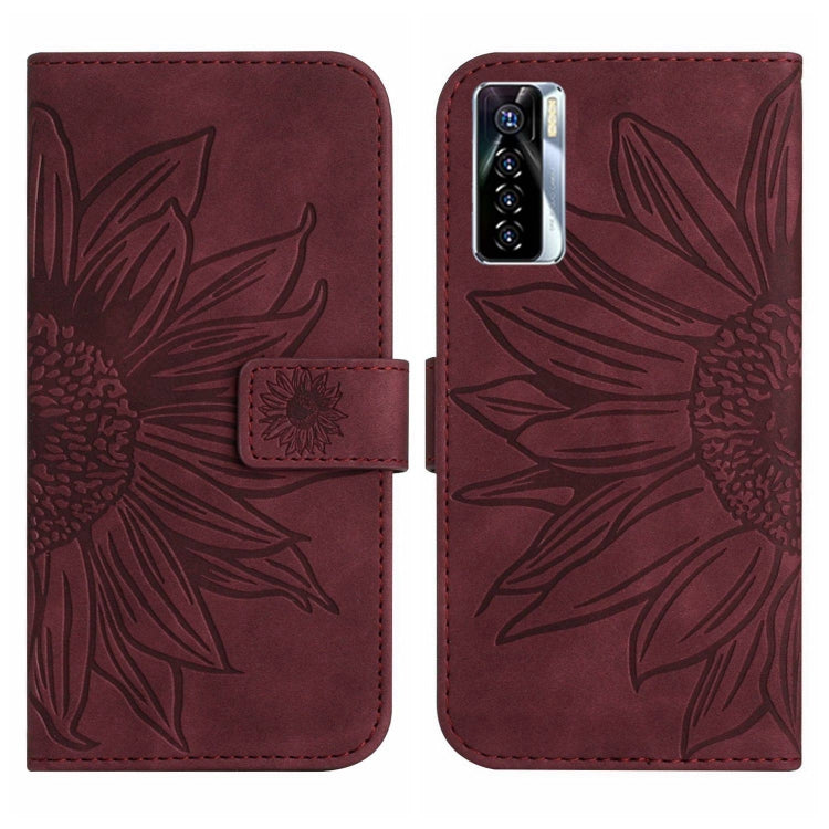 For Tecno Camon 17 Pro Skin Feel Sun Flower Pattern Flip Leather Phone Case with Lanyard