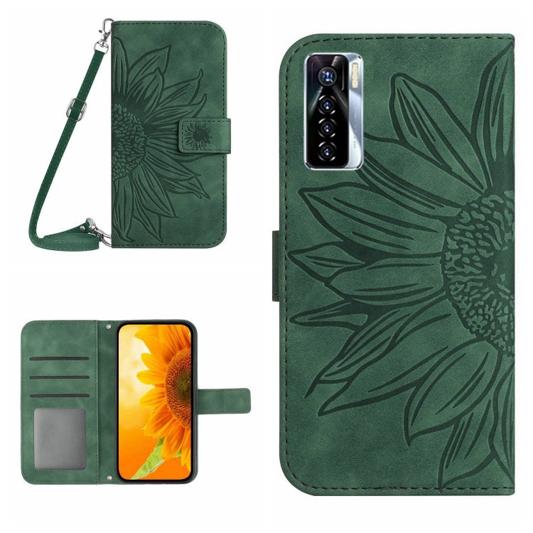 For Tecno Camon 17 Pro Skin Feel Sun Flower Pattern Flip Leather Phone Case with Lanyard
