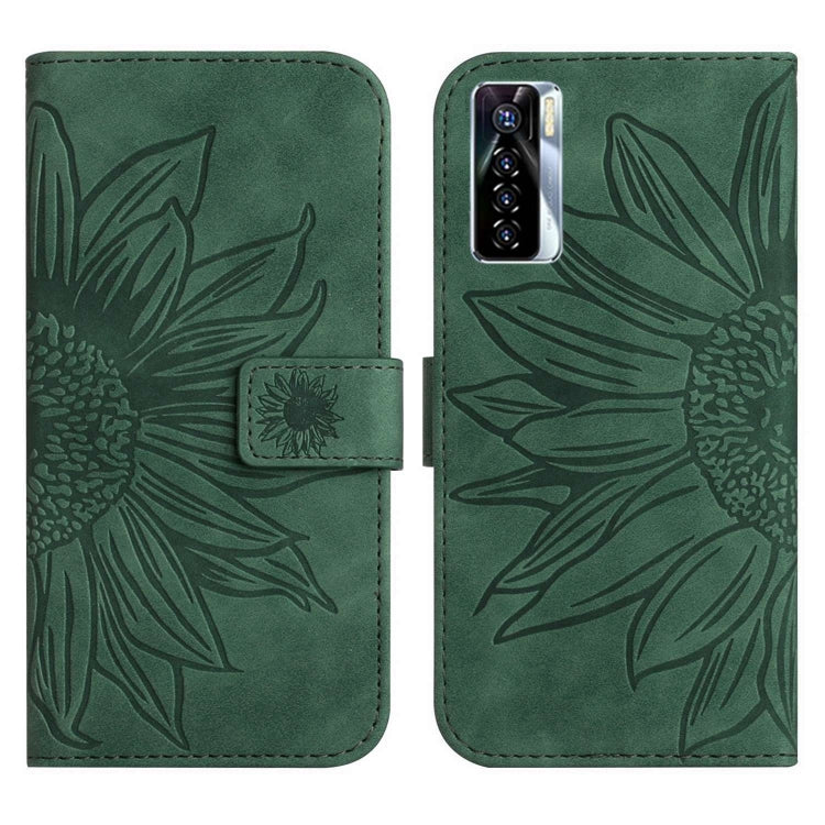 For Tecno Camon 17 Pro Skin Feel Sun Flower Pattern Flip Leather Phone Case with Lanyard