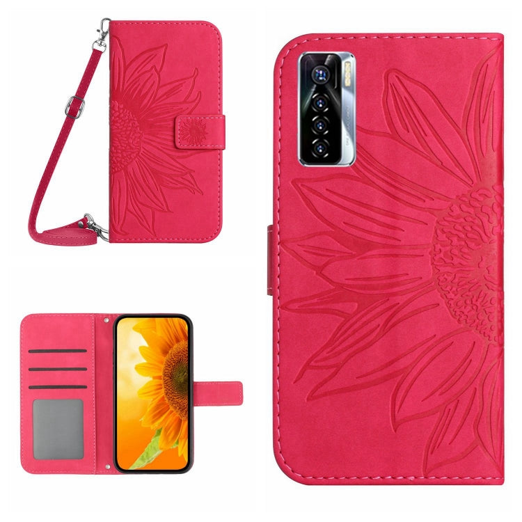 For Tecno Camon 17 Pro Skin Feel Sun Flower Pattern Flip Leather Phone Case with Lanyard
