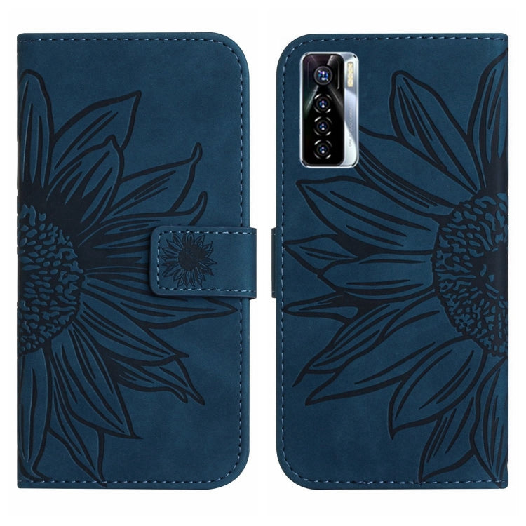 For Tecno Camon 17 Pro Skin Feel Sun Flower Pattern Flip Leather Phone Case with Lanyard