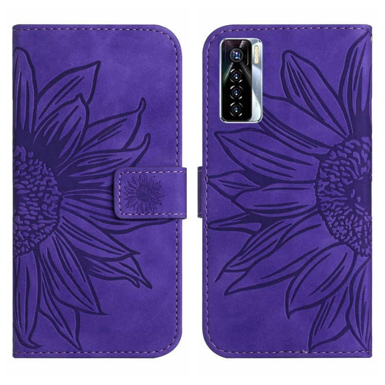 For Tecno Camon 17 Pro Skin Feel Sun Flower Pattern Flip Leather Phone Case with Lanyard