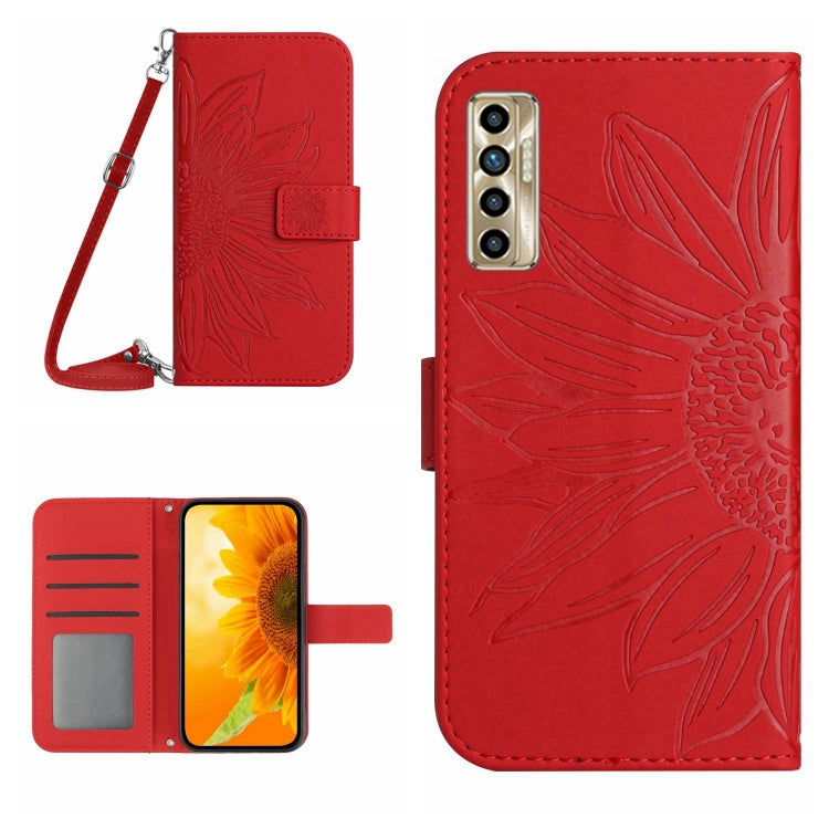 For Tecno Camon 17P Skin Feel Sun Flower Pattern Flip Leather Phone Case with Lanyard