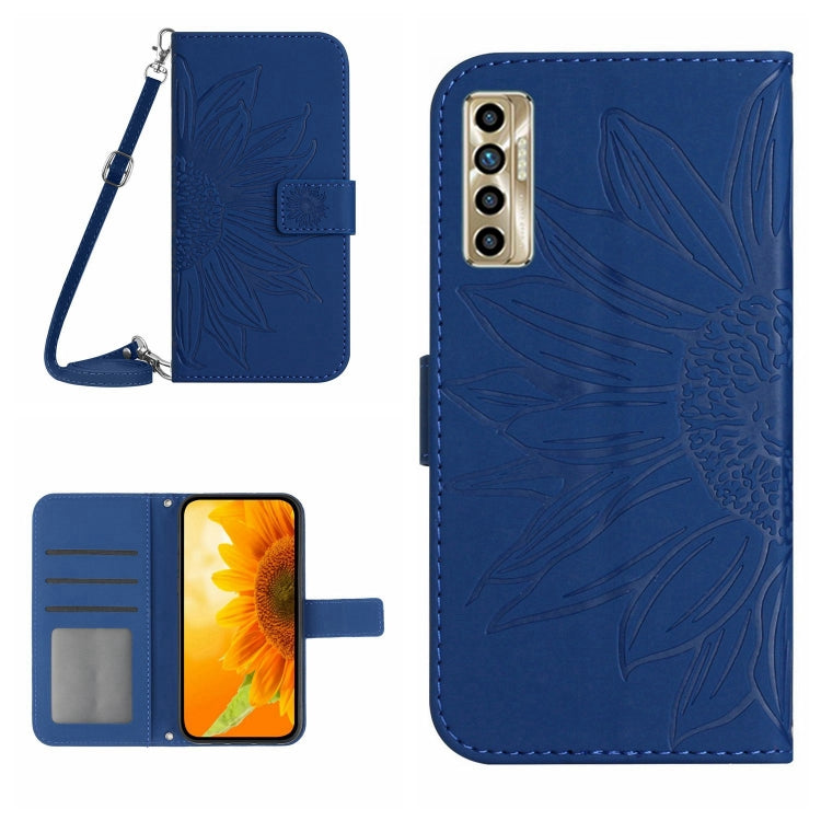 For Tecno Camon 17P Skin Feel Sun Flower Pattern Flip Leather Phone Case with Lanyard