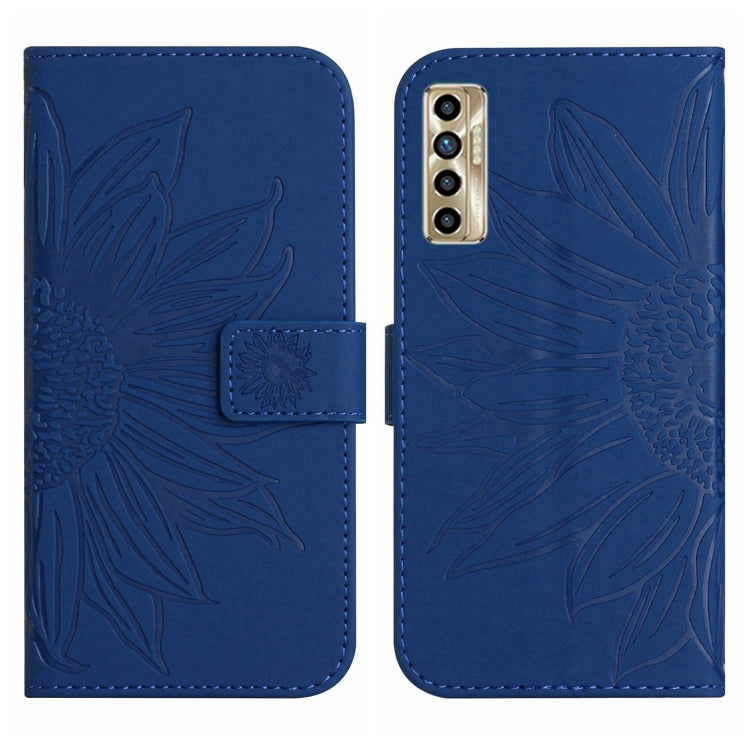 For Tecno Camon 17P Skin Feel Sun Flower Pattern Flip Leather Phone Case with Lanyard