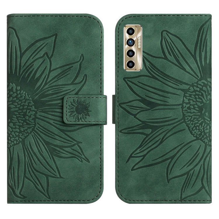 For Tecno Camon 17P Skin Feel Sun Flower Pattern Flip Leather Phone Case with Lanyard