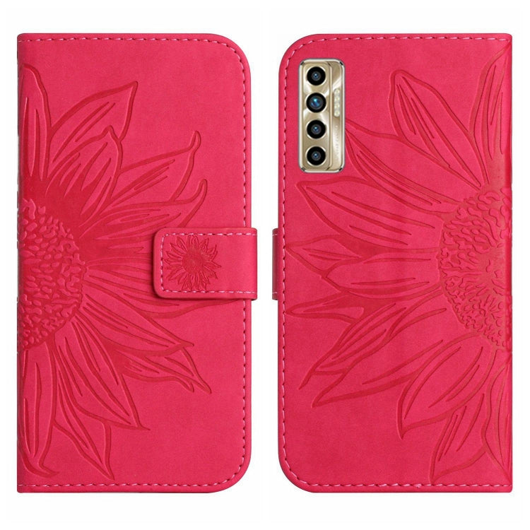 For Tecno Camon 17P Skin Feel Sun Flower Pattern Flip Leather Phone Case with Lanyard