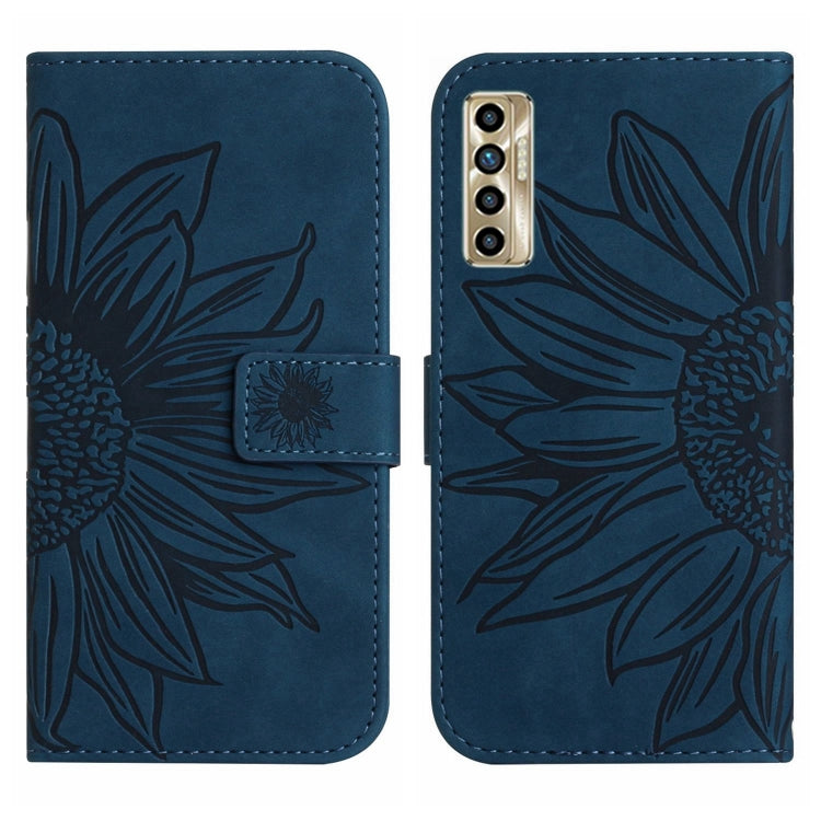 For Tecno Camon 17P Skin Feel Sun Flower Pattern Flip Leather Phone Case with Lanyard