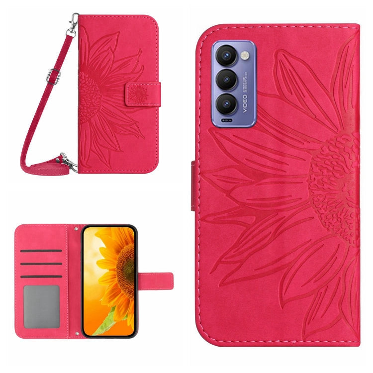 For Tecno Camon 18 / 18 P Skin Feel Sun Flower Pattern Flip Leather Phone Case with Lanyard