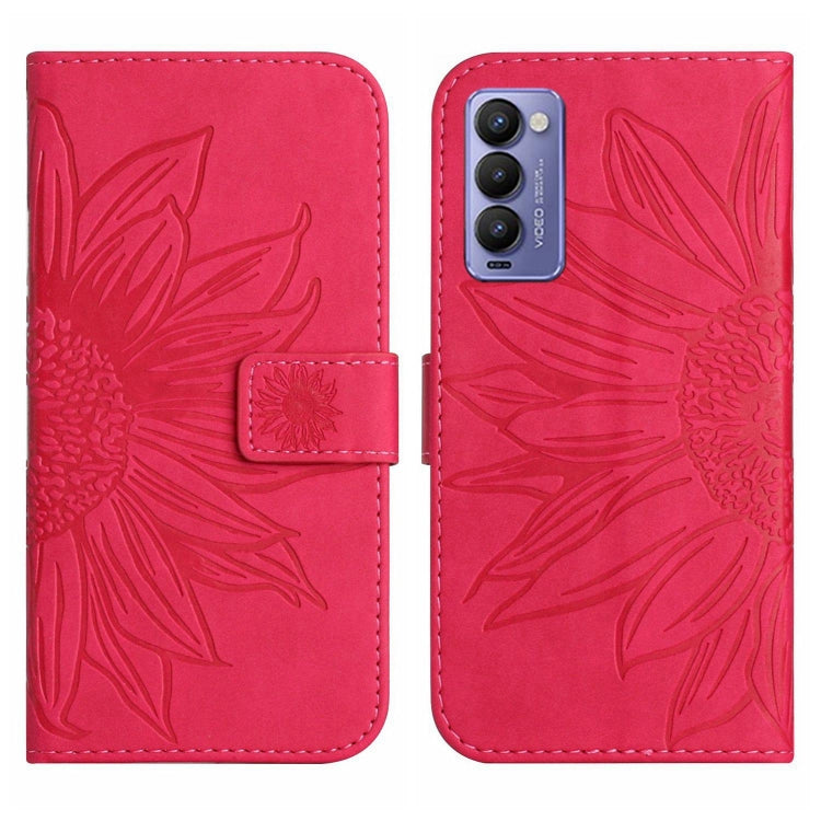 For Tecno Camon 18 / 18 P Skin Feel Sun Flower Pattern Flip Leather Phone Case with Lanyard