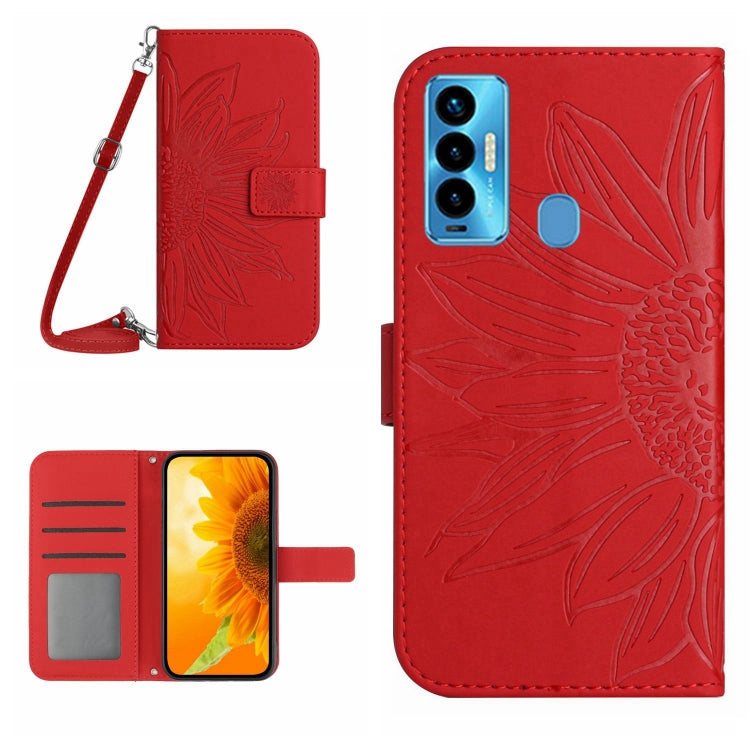 For Tecno Camon 18i Skin Feel Sun Flower Pattern Flip Leather Phone Case with Lanyard