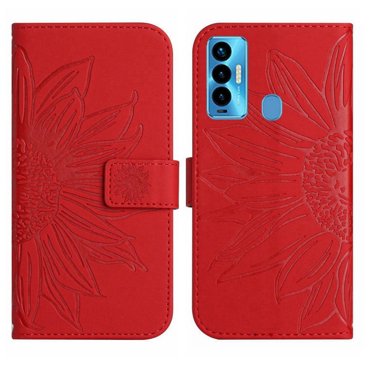 For Tecno Camon 18i Skin Feel Sun Flower Pattern Flip Leather Phone Case with Lanyard