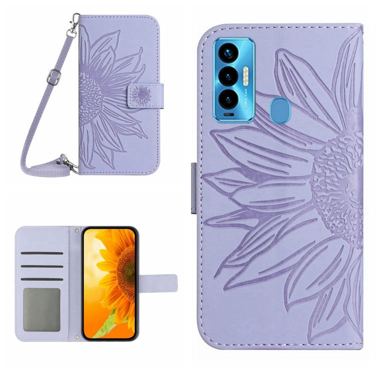 For Tecno Camon 18i Skin Feel Sun Flower Pattern Flip Leather Phone Case with Lanyard
