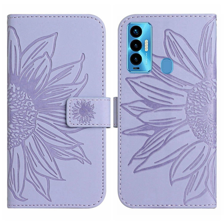 For Tecno Camon 18i Skin Feel Sun Flower Pattern Flip Leather Phone Case with Lanyard