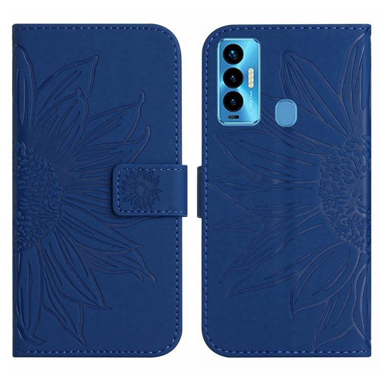 For Tecno Camon 18i Skin Feel Sun Flower Pattern Flip Leather Phone Case with Lanyard