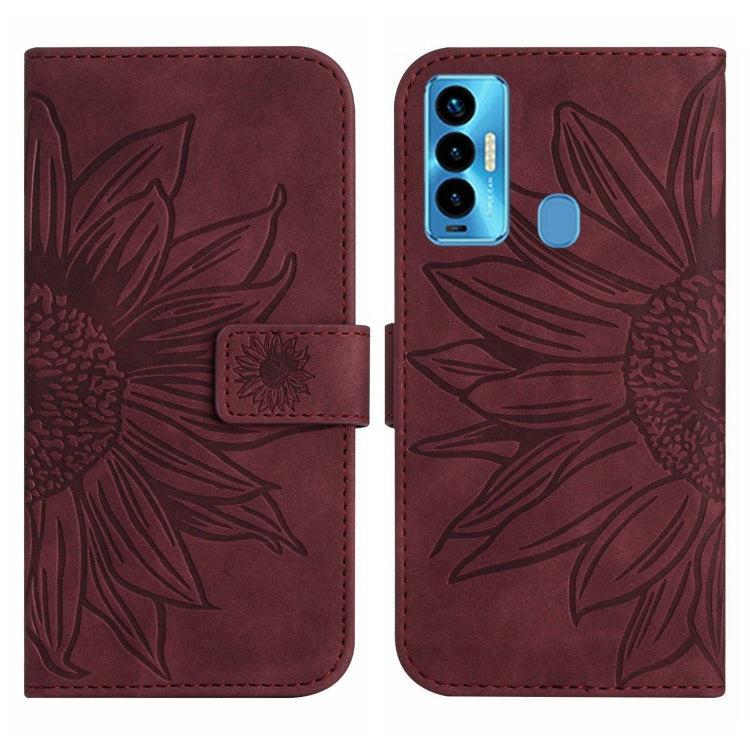 For Tecno Camon 18i Skin Feel Sun Flower Pattern Flip Leather Phone Case with Lanyard