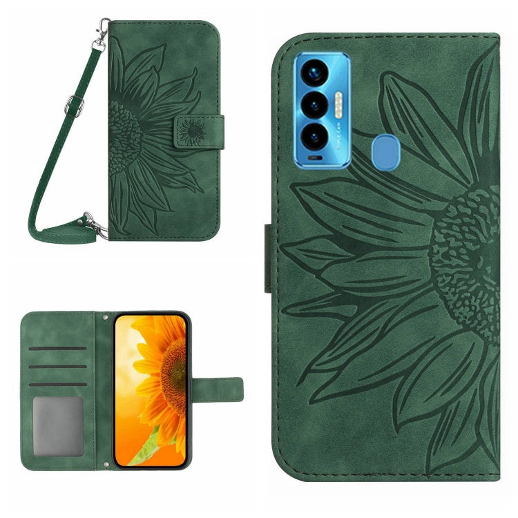 For Tecno Camon 18i Skin Feel Sun Flower Pattern Flip Leather Phone Case with Lanyard
