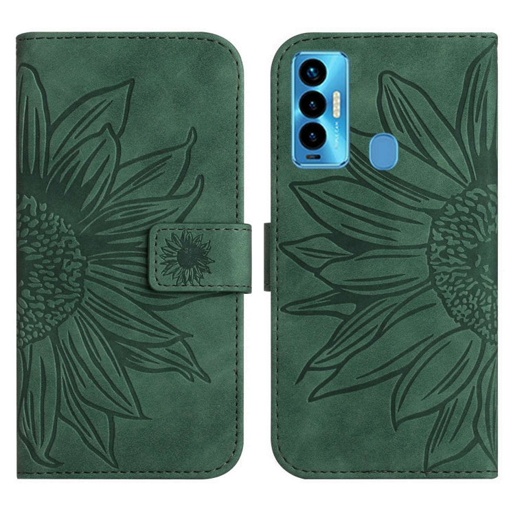 For Tecno Camon 18i Skin Feel Sun Flower Pattern Flip Leather Phone Case with Lanyard