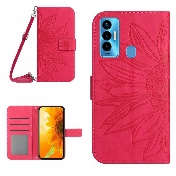 For Tecno Camon 18i Skin Feel Sun Flower Pattern Flip Leather Phone Case with Lanyard