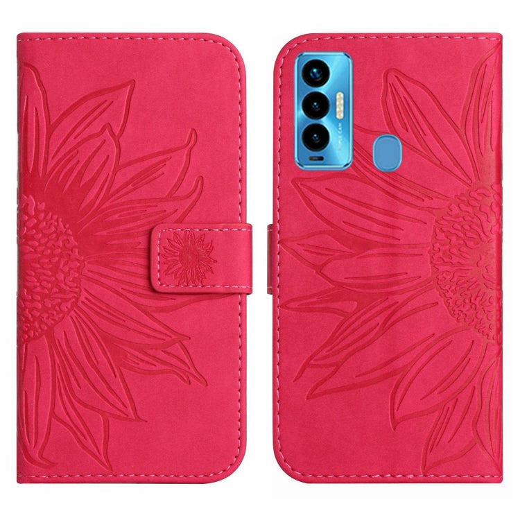 For Tecno Camon 18i Skin Feel Sun Flower Pattern Flip Leather Phone Case with Lanyard