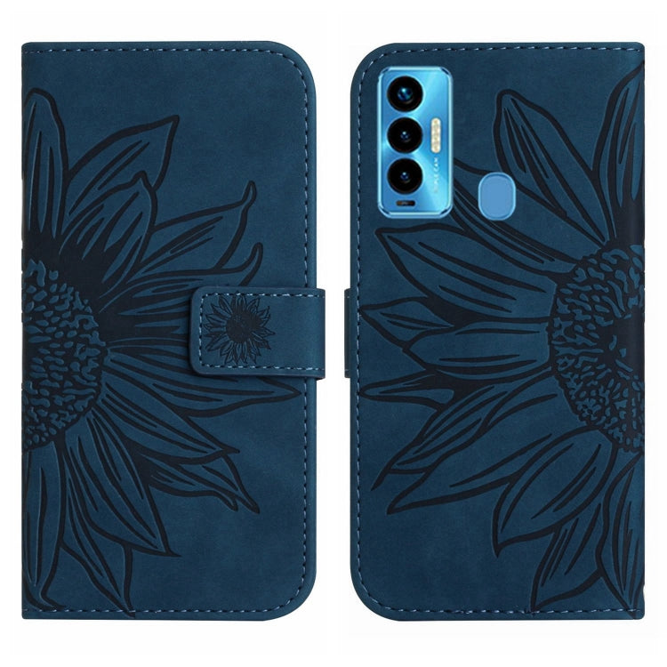 For Tecno Camon 18i Skin Feel Sun Flower Pattern Flip Leather Phone Case with Lanyard