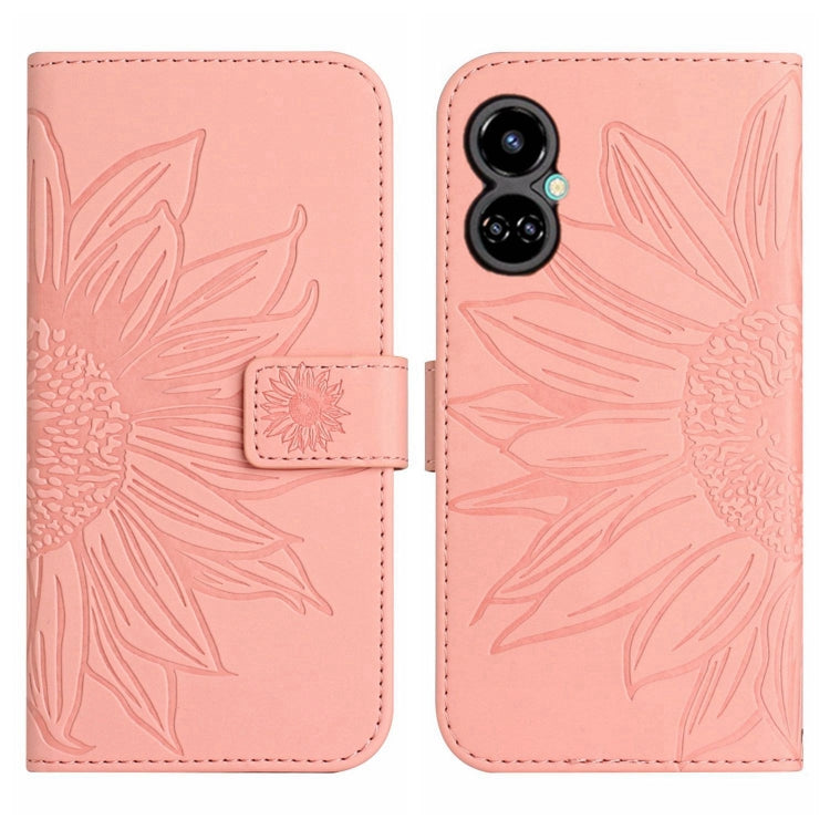 For Tecno Camon 19 Pro Skin Feel Sun Flower Pattern Flip Leather Phone Case with Lanyard