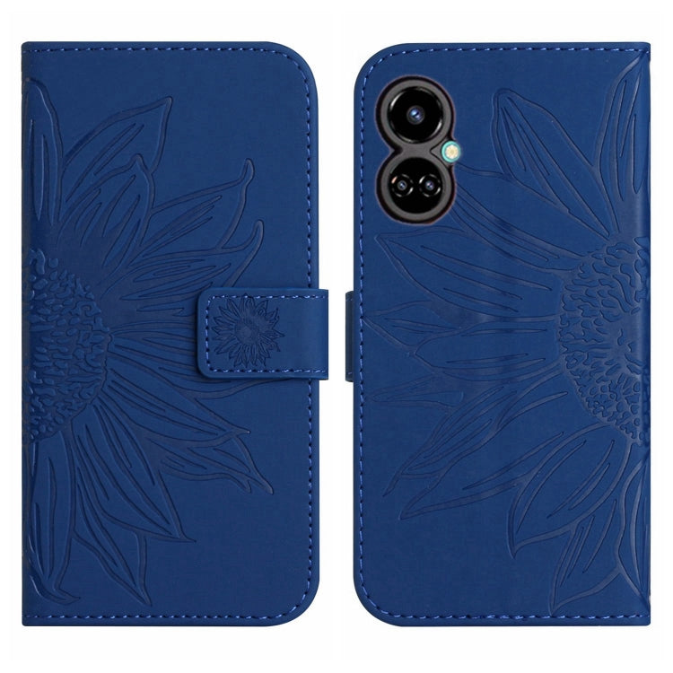 For Tecno Camon 19 Pro Skin Feel Sun Flower Pattern Flip Leather Phone Case with Lanyard
