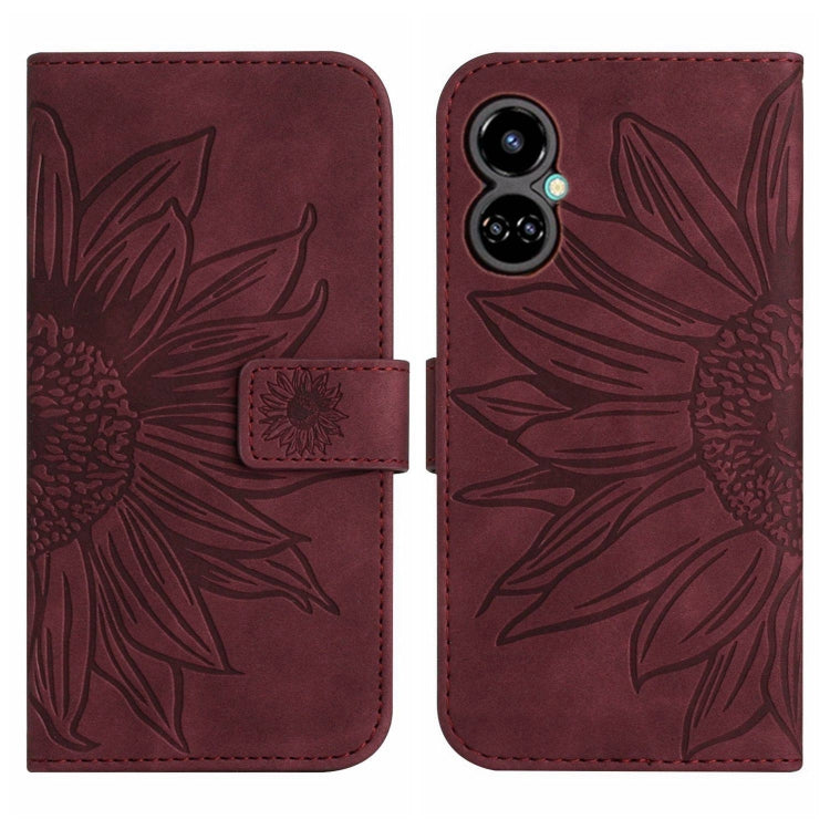 For Tecno Camon 19 Pro Skin Feel Sun Flower Pattern Flip Leather Phone Case with Lanyard