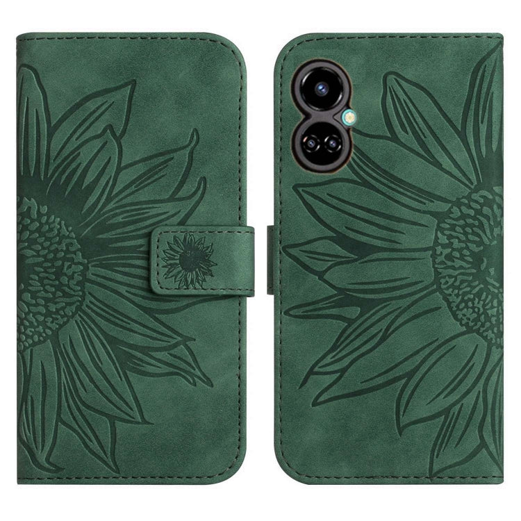 For Tecno Camon 19 Pro Skin Feel Sun Flower Pattern Flip Leather Phone Case with Lanyard