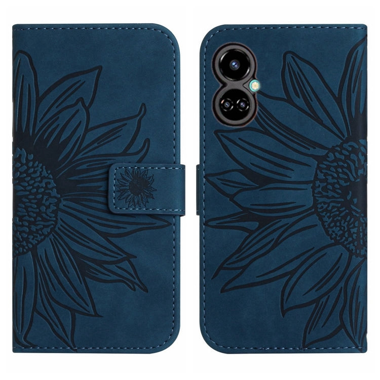 For Tecno Camon 19 Pro Skin Feel Sun Flower Pattern Flip Leather Phone Case with Lanyard