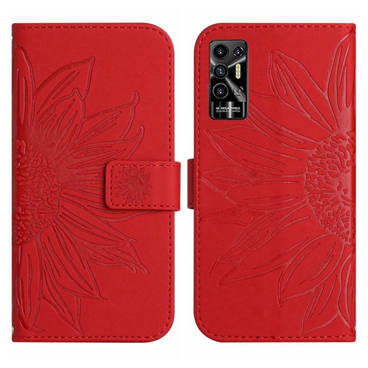 For Tecno Pova 2 Skin Feel Sun Flower Pattern Flip Leather Phone Case with Lanyard