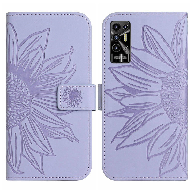 For Tecno Pova 2 Skin Feel Sun Flower Pattern Flip Leather Phone Case with Lanyard