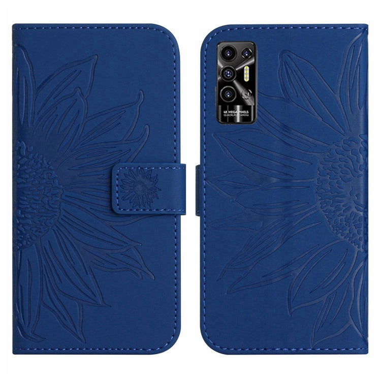 For Tecno Pova 2 Skin Feel Sun Flower Pattern Flip Leather Phone Case with Lanyard