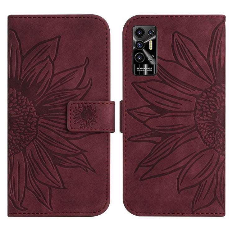 For Tecno Pova 2 Skin Feel Sun Flower Pattern Flip Leather Phone Case with Lanyard