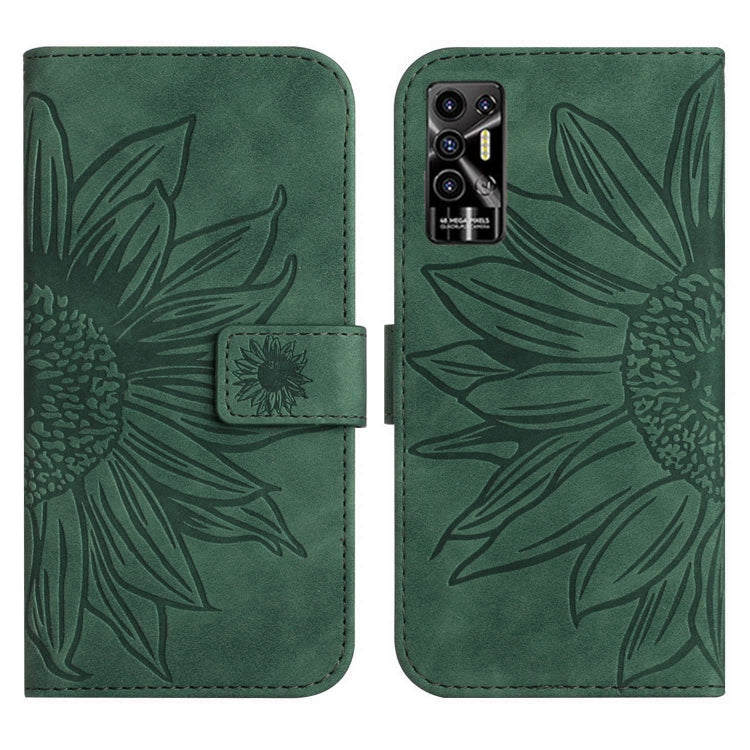 For Tecno Pova 2 Skin Feel Sun Flower Pattern Flip Leather Phone Case with Lanyard