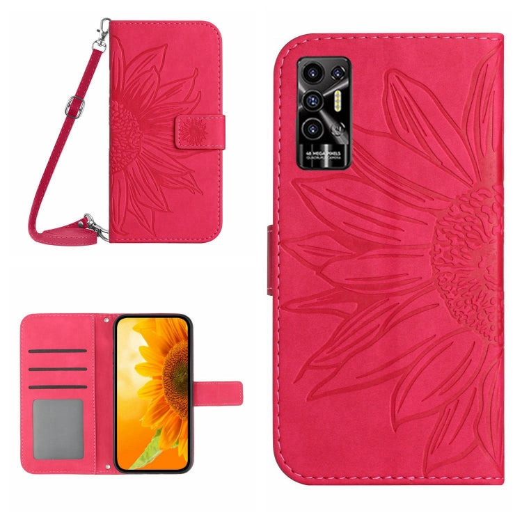 For Tecno Pova 2 Skin Feel Sun Flower Pattern Flip Leather Phone Case with Lanyard