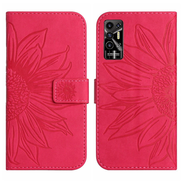 For Tecno Pova 2 Skin Feel Sun Flower Pattern Flip Leather Phone Case with Lanyard
