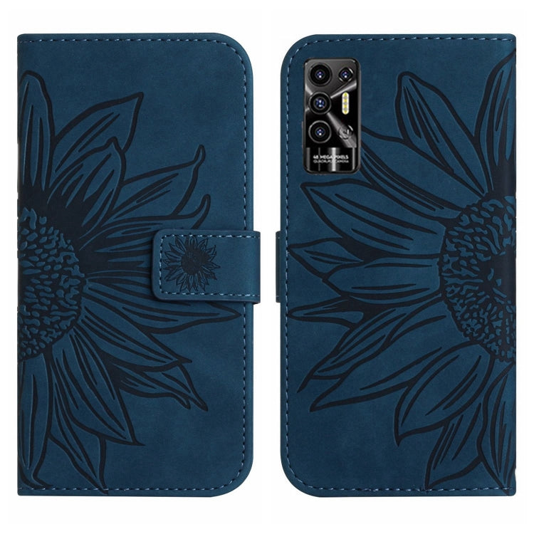 For Tecno Pova 2 Skin Feel Sun Flower Pattern Flip Leather Phone Case with Lanyard