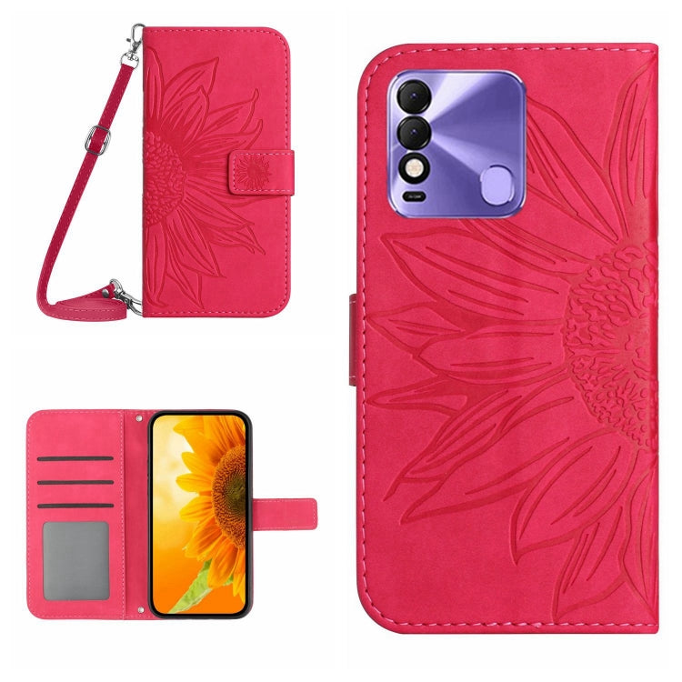 For Tecno Spark 8 Skin Feel Sun Flower Pattern Flip Leather Phone Case with Lanyard