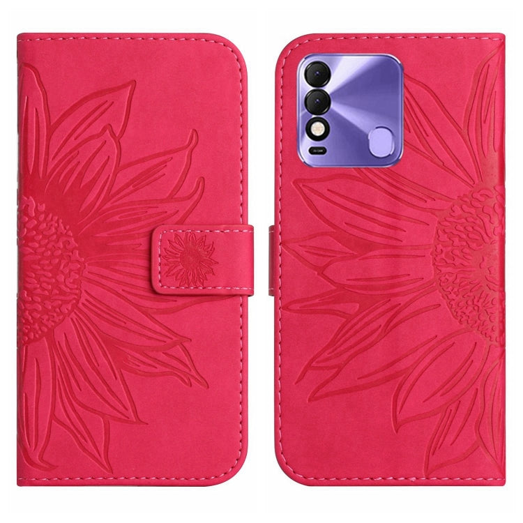 For Tecno Spark 8 Skin Feel Sun Flower Pattern Flip Leather Phone Case with Lanyard