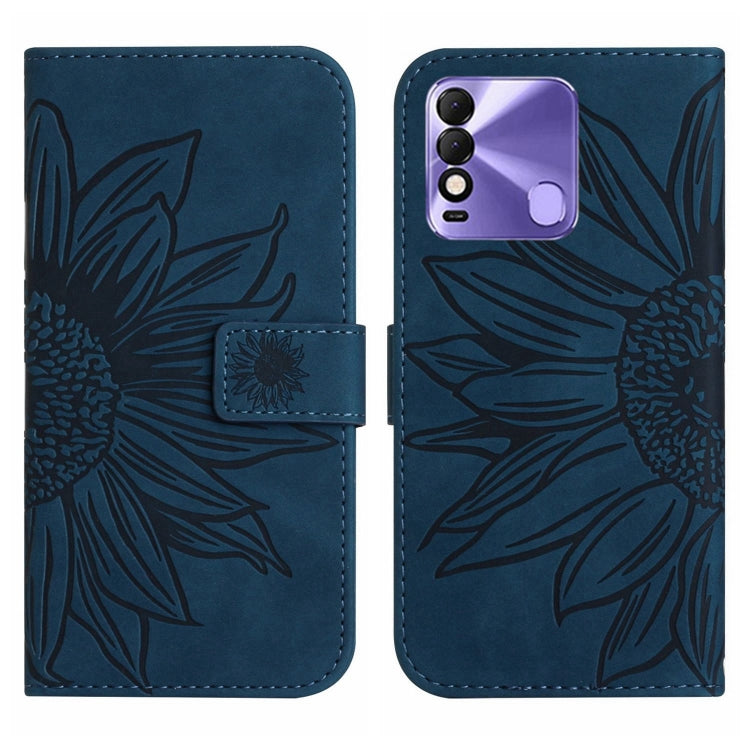 For Tecno Spark 8 Skin Feel Sun Flower Pattern Flip Leather Phone Case with Lanyard