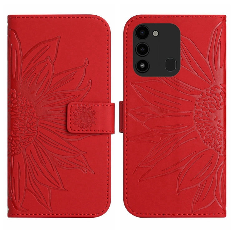 For Tecno Spark Go 2022 / Spark 8C Skin Feel Sun Flower Pattern Flip Leather Phone Case with Lanyard