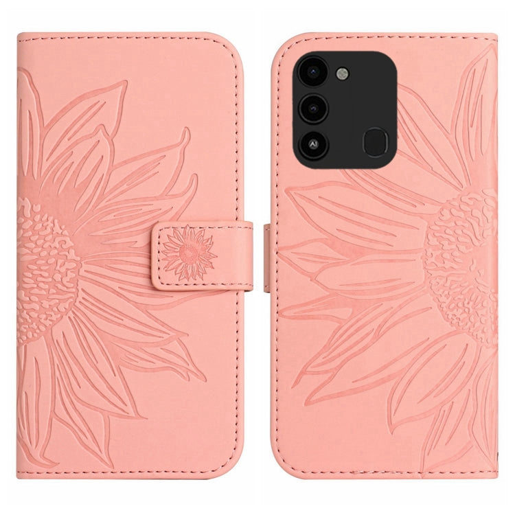 For Tecno Spark Go 2022 / Spark 8C Skin Feel Sun Flower Pattern Flip Leather Phone Case with Lanyard