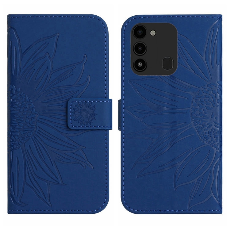 For Tecno Spark Go 2022 / Spark 8C Skin Feel Sun Flower Pattern Flip Leather Phone Case with Lanyard