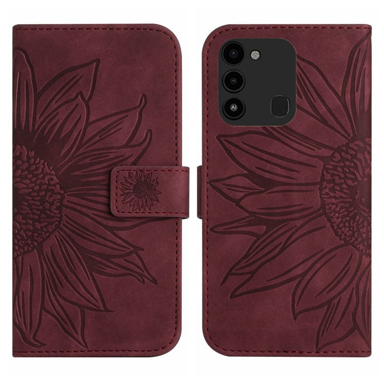 For Tecno Spark Go 2022 / Spark 8C Skin Feel Sun Flower Pattern Flip Leather Phone Case with Lanyard