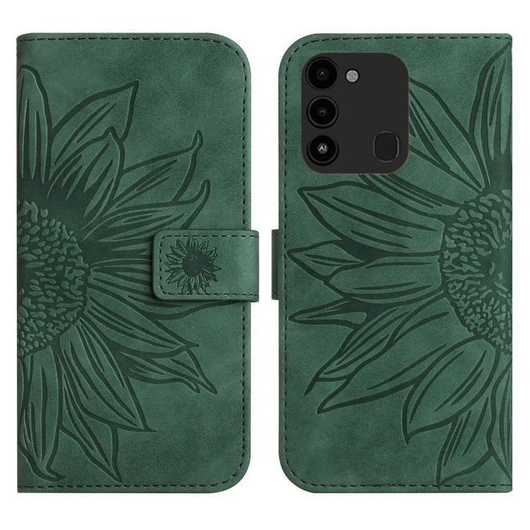 For Tecno Spark Go 2022 / Spark 8C Skin Feel Sun Flower Pattern Flip Leather Phone Case with Lanyard