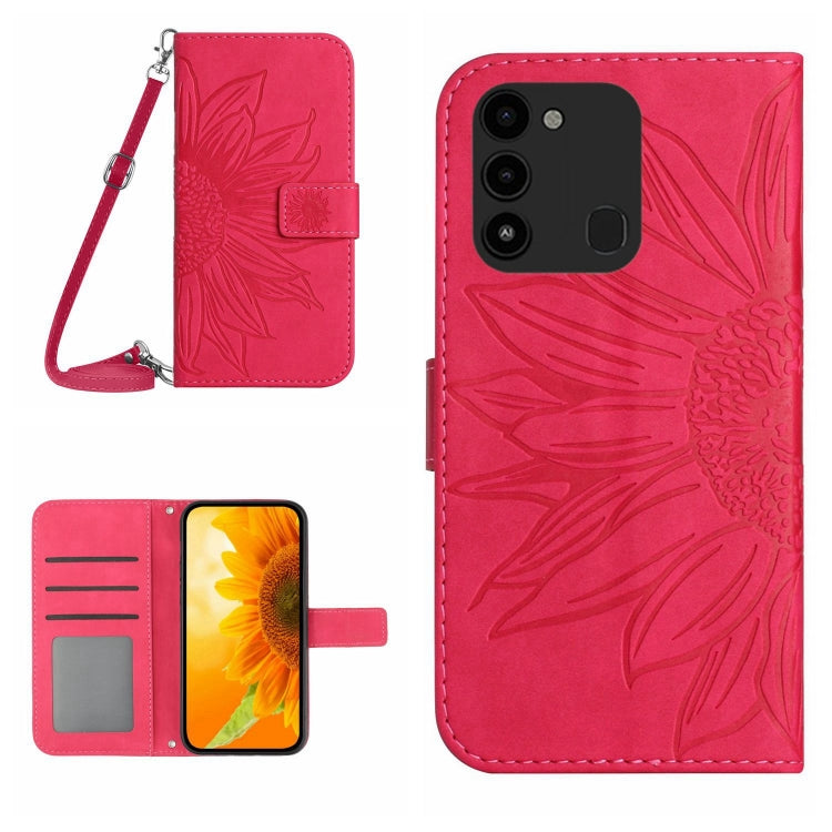 For Tecno Spark Go 2022 / Spark 8C Skin Feel Sun Flower Pattern Flip Leather Phone Case with Lanyard