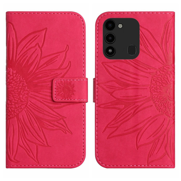 For Tecno Spark Go 2022 / Spark 8C Skin Feel Sun Flower Pattern Flip Leather Phone Case with Lanyard