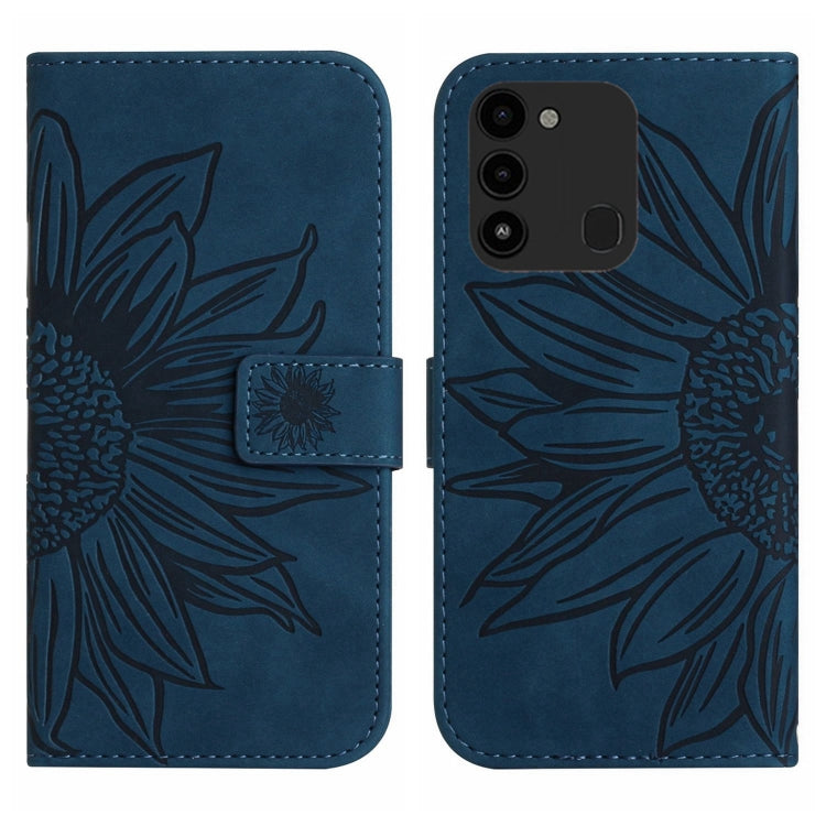 For Tecno Spark Go 2022 / Spark 8C Skin Feel Sun Flower Pattern Flip Leather Phone Case with Lanyard