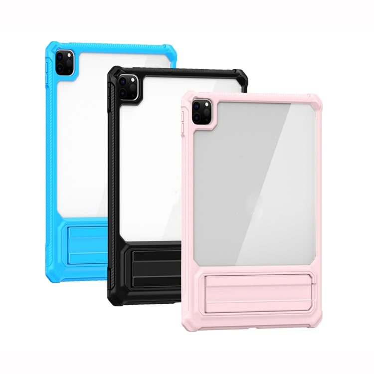 For iPad 10th Gen 10.9 2022 Transparent Acrylic PC TPU Tablet Case with Holder(Pink)